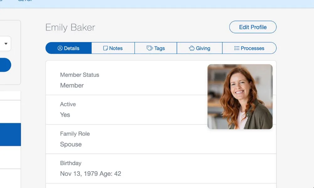 ChurchTrac people management screen, July 2026